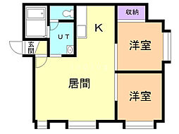 パセオ 2LDKの間取図画像