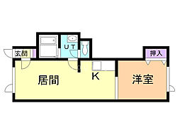 レイトンハウス2 1LDKの間取図画像
