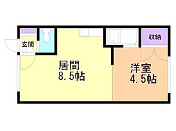 ハウスゆーとぴあ3 1DKの間取図画像