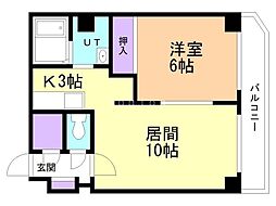サンフラワー308 1LDKの間取図画像