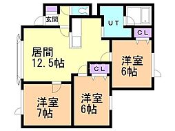 常本ハイツ 3LDKの間取図画像