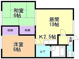 春光423ハイツB 2LDKの間取図画像