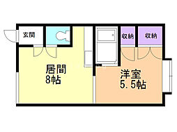 第5リバーハイツ藤 1LDKの間取図画像