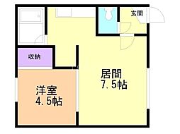 IKコーポA棟 1DKの間取図画像