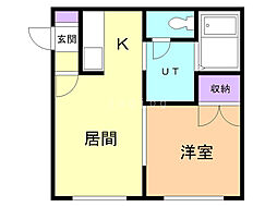 イーストリッチ65 1DKの間取図画像