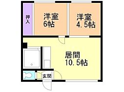 スワンマンション第2 2LDKの間取図画像