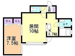 ルナA 1LDKの間取図画像