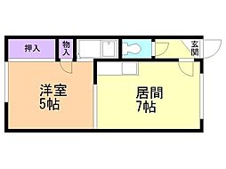 121ハイツA 1DKの間取図画像