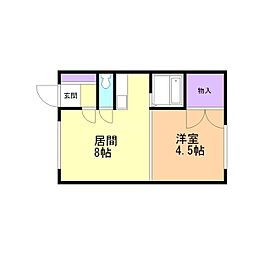 くりの木マンション2 1LDKの間取図画像