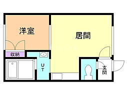 レガロ東6条 1DKの間取図画像