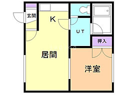 グランデ忠和A 1DKの間取図画像