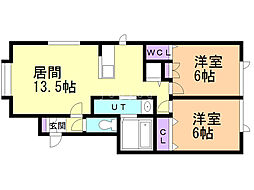 ティアラ 2LDKの間取図画像