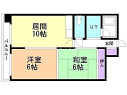 豊岡2条ハイツ 2LDKの間取図画像