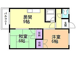 マンションヤマダA 2DKの間取図画像