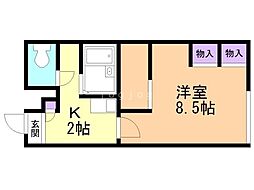 レオパレスオーキッド5 1Kの間取図画像