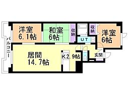 デベックス豊岡43 3LDKの間取図画像