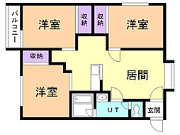 シャトレーヌ・B 3LDKの間取図画像