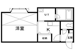 エルム医大前.B 1Kの間取図画像