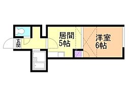 リーフ豊岡 1DKの間取図画像