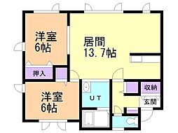 WILL・B 2LDKの間取図画像