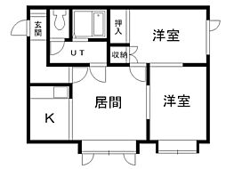 インペリアル末広弐番館 2LDKの間取図画像