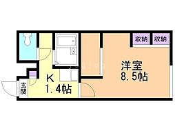 レオパレスM 1Kの間取図画像