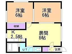 トヨオカ4-7オリーブハウス 2LDKの間取図画像