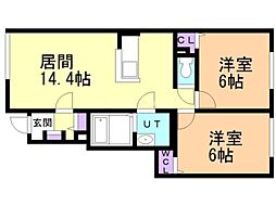 ガッドプレズント 2LDKの間取図画像
