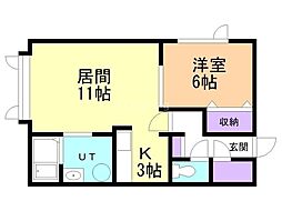ユリアール 1LDKの間取図画像