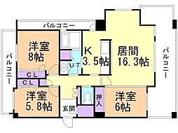 ロジェ宮前1 3LDKの間取図画像