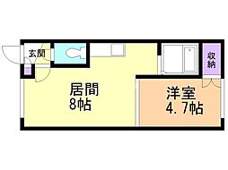 ウエストA 1LDKの間取図画像