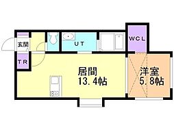 ヴェルヒュッテ旭川東光82 1LDKの間取図画像