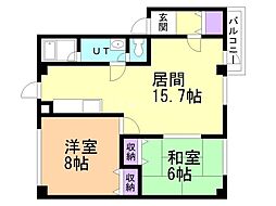 ハイツガーベラB館 2LDKの間取図画像