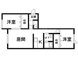 クロル・ウェルシュ 2LDKの間取図画像