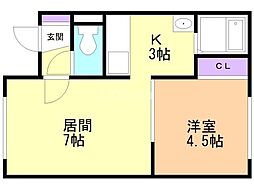 ドリームハイツ 1LDKの間取図画像
