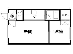 カサグレースB 1LDKの間取図画像