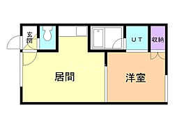 オアシス13・2 1DKの間取図画像
