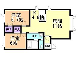 ポエム10・5 2LDKの間取図画像