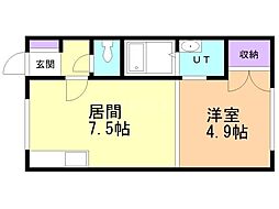 マンション武田1 1DKの間取図画像