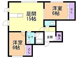 ウェンディクレセント3 2LDKの間取図画像