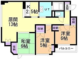 ベルエアーパレス滝川 3LDKの間取図画像