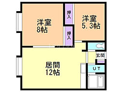 パルファム 2LDKの間取図画像