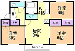 カームネスB 3LDKの間取図画像