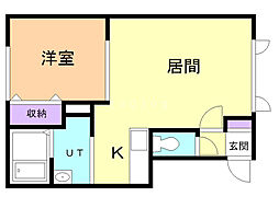 コーポハピネス3 1LDKの間取図画像