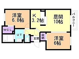 シャイニスター 2LDKの間取図画像
