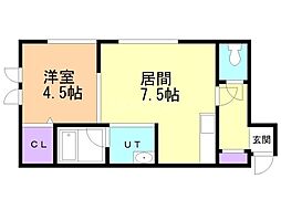 ウエルカム 1DKの間取図画像