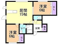 ウェンディクレセント3 2LDKの間取図画像