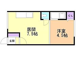 緑町ハイツ 1DKの間取図画像