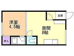 緑町ハイツ 1DKの間取図画像