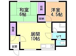平良マンション 2LDKの間取図画像